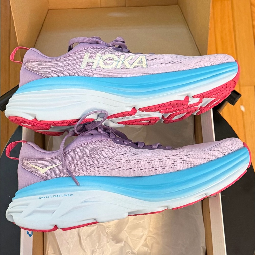Hoka Bondi 8 Women Violet/Blue Running Shoes  7.5B WBDNI8 - Picture 5 of 12